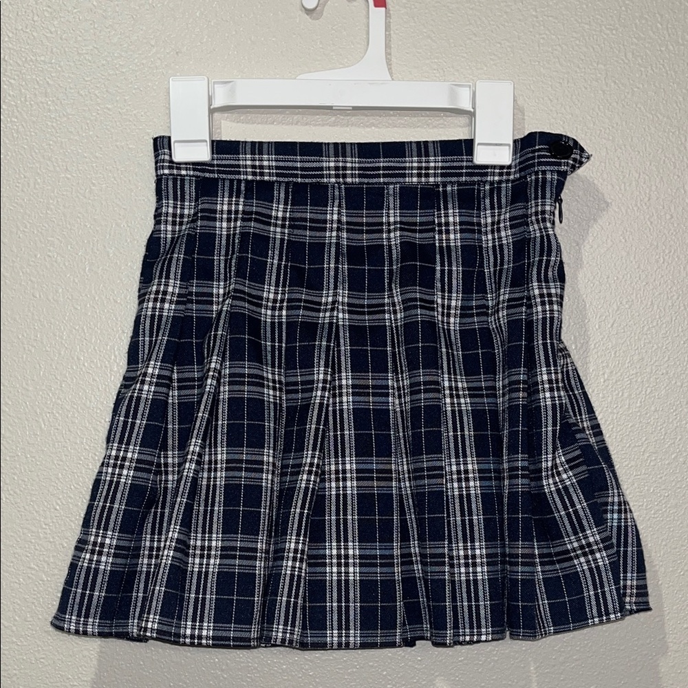 Plaid Dark Navy and White Mini Skirt XS